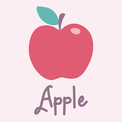 Apple Fruit graphic drawing with label