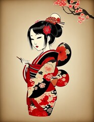 Japanese art Geisha - Leinwand