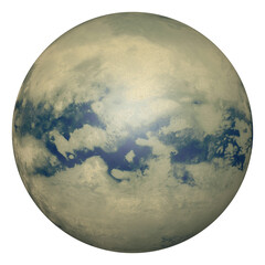 3D Realistic Titan Planet Illustration White Background