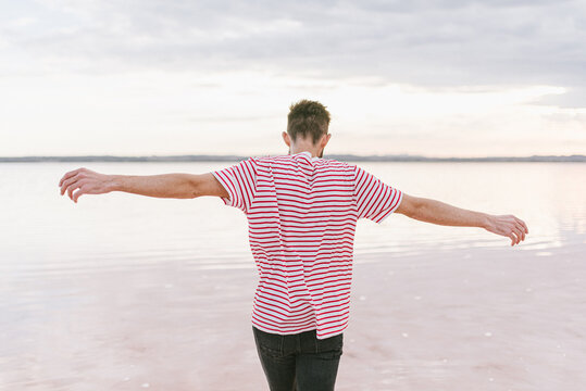 Man in lagoon