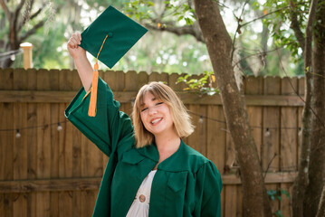 Smiling graduate student