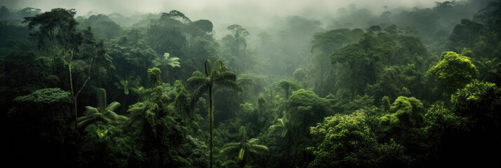 Panoramic view of enchanting Tropical Rainforest: Captivating Vistas of a Verdant Jungle, AI