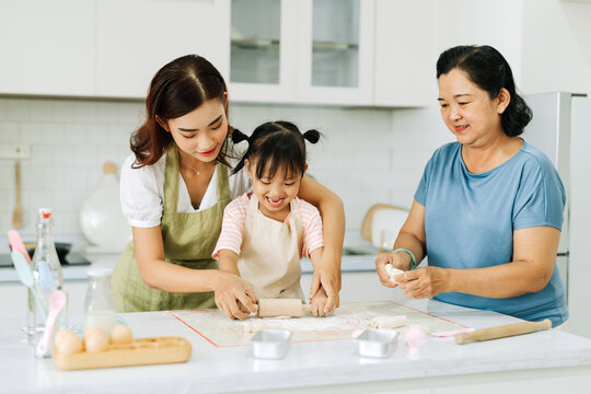 Chef family love, child development support and girl helping mom