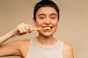Woman Brushing Her Teeth