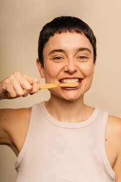 Woman Brushing Her Teeth