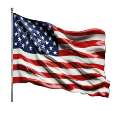 US American Flag isolated on white created with Generative AI