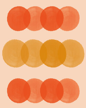 Drawing Of Rows Of Colorful Circles In Orange And Yellow