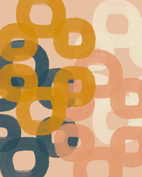 Multi-Colored Layered Circles In Pink, Yellow and Blue