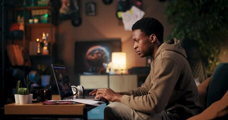 African American skilled software developer working on coding programming projects creating innovative applications software solutions technology to solve complex problems improve user experiences. - Powered by Adobe