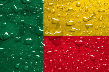 flag of Benin with rain drops