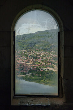 View on a small towm trough ancient window