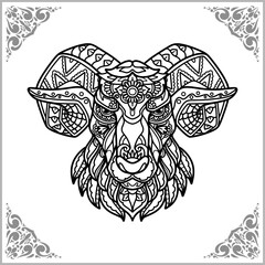 Goat head mandala arts isolated on white background