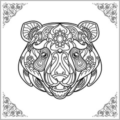 Grizzly bear zentangle arts isolated on white background