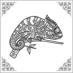 Chameleon zentangle arts. isolated on white background.