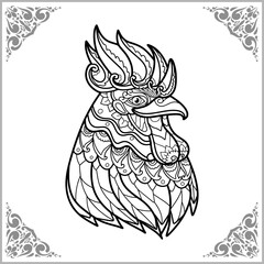 Rooster zentangle arts isolated on white background