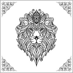 Lion zentangle arts isolated on white background