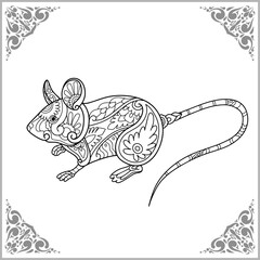 Mouse zentangle arts isolated on white background