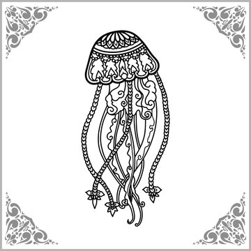 jellyfish zentangle arts isolated on white background