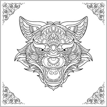 Wolf zentangle arts isolated on white background