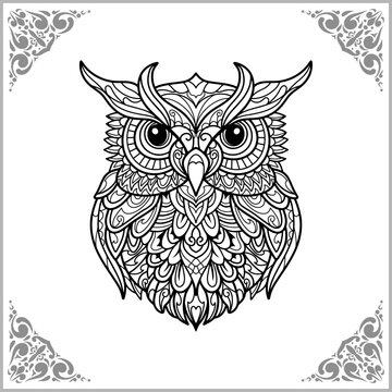 owl zentangle arts. isolated on white background.