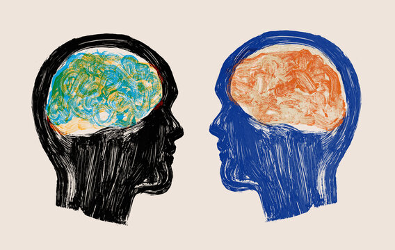 Concept illustration of two different minds