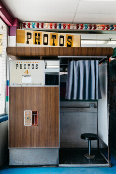 Vintage antique Photo Booth with nobody