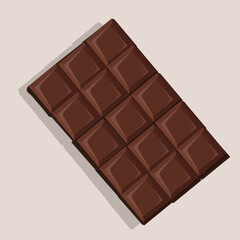 a chocolate bar in flat style isolated on white background from a top view.