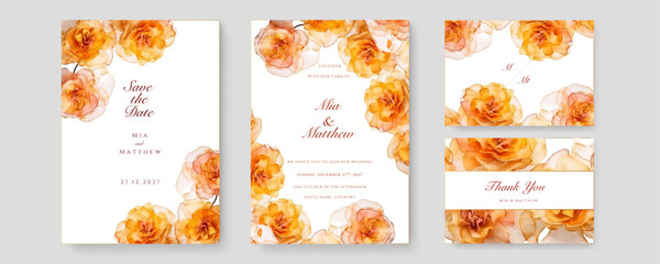 Vintage Wedding Invitation Template with Rose Flower