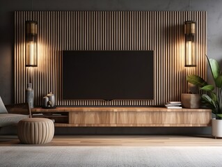 luxury interior living room with television background Generative AI