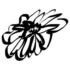 Flower Icon. Simple Hand Drawn Floral Element. Black Sketch ink Drawing Plant. Wildflower