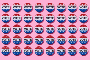 vote badges on a pink background