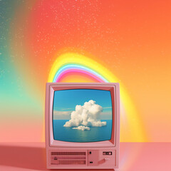 Rainbow computer retro scene