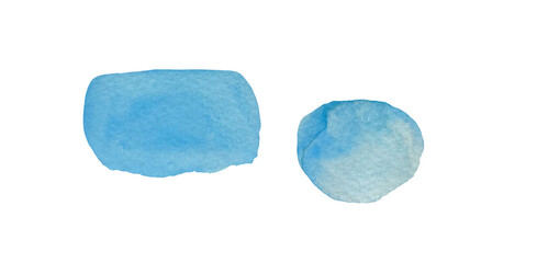Abstract hand drawn blue brush strokes isolated on transparent background. paint elements for design, highlighting, scrapbooking. Watercolor texture with blobs