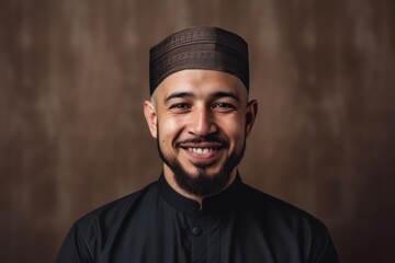 Obraz premium Portrait of a handsome young Muslim man wearing a kokoshnik