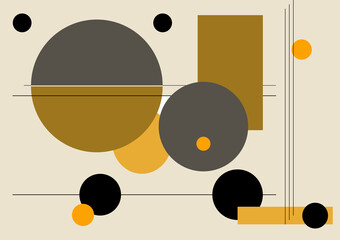 Obraz premium Scandinavian-inspired geometric shapes abstract art, blacks and browns on an off-white background