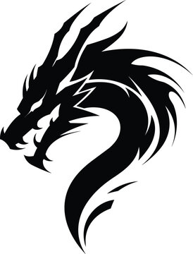 dragon head tattoo design, vector illustration, Dragon logo