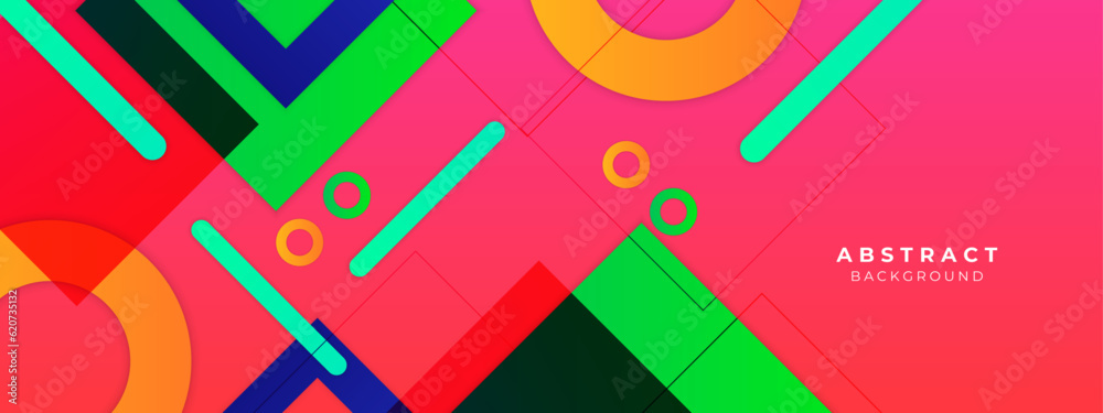 Wall mural abstract colorful polygon banner design template. colorful tech web banner with geometric shapes bac