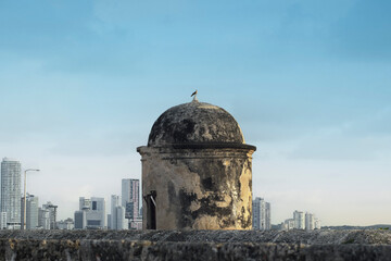 Colonial wall check box of the Cartagena de indias walls at the afternoon