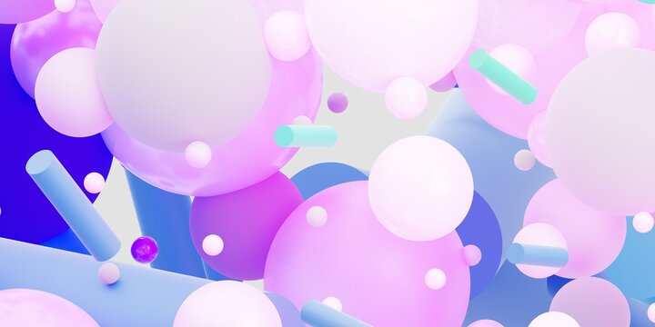 3d Illustration of multiple geometric objects