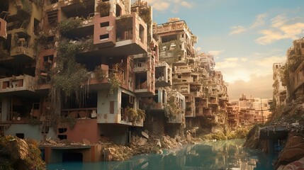 Fototapeta na wymiar 廃墟の街,Generative AI AI画像