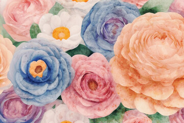 illustration rose peony flower illustration