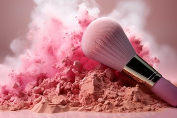 Obraz na płótnie Canvas Make up brush. Beauty salon concept. AI generated, human enhanced