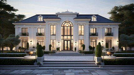 Fototapeta na wymiar Neoclassic luxury house architecture concept