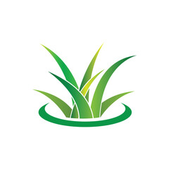 Green Grass Logo Design, Farm Landscape Illustration, Natural Scenery Vector