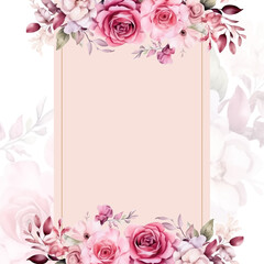 Watercolor floral with golden frame