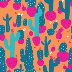 Muurstickers Seamless Colorful Cactus Pattern.  Seamless pattern of Cactus in colorful style. Add color to your digital project with our pattern! © MDQDigital