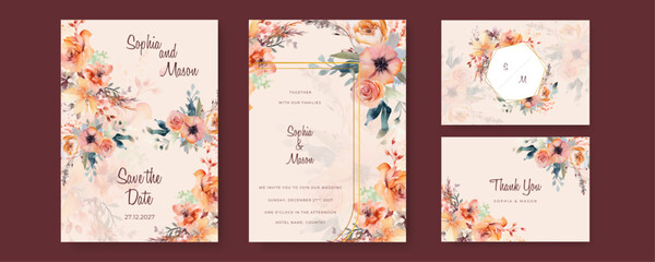 Luxury wedding invitation, birthday and Mothers Day cards, flyer, poster, banner, brochure, email header, post in social networks.