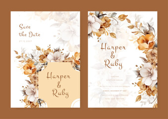 Luxury floral background and template layout design for wedding invite card, luxury invitation card and cover template.