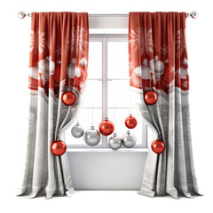 Curtains , Christmas themed, isolated on transparent background, PNG