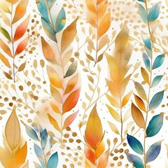 Luxury leaves banner. Floral horizontal ornament for cover, wallpapers, postcards. Elite seamless exotic,  tropical plant. Elegant leaves, grass. Interior, textile. Cartoon illustration. 